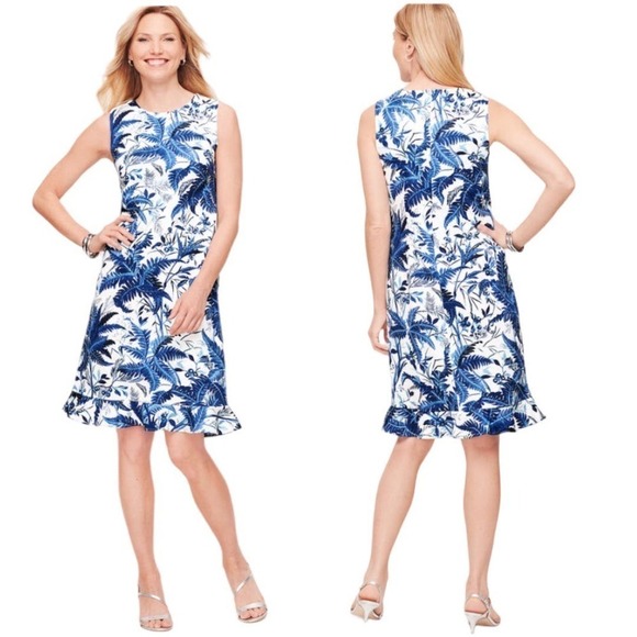 Talbot Dresses & Skirts - Talbots Sateen Flounce Hem Floral A-line Dress Size 6